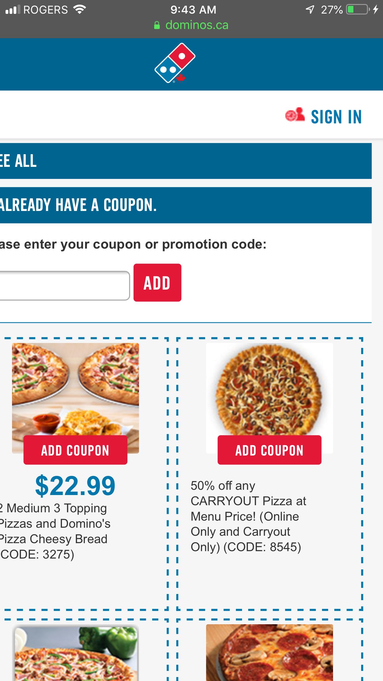 [Dominos] Dominos pizza 50off **YMMV** Forums