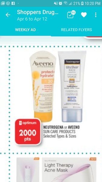 aveeno sunscreen shoppers drug mart