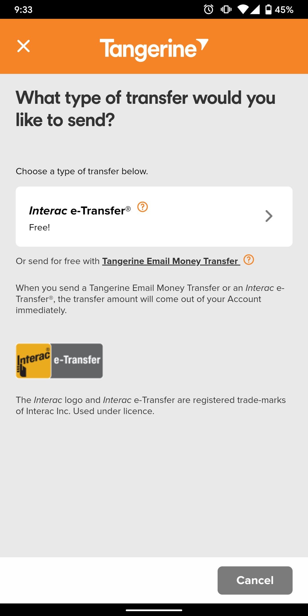 Tangerine Interac eTransfer is now free Forums
