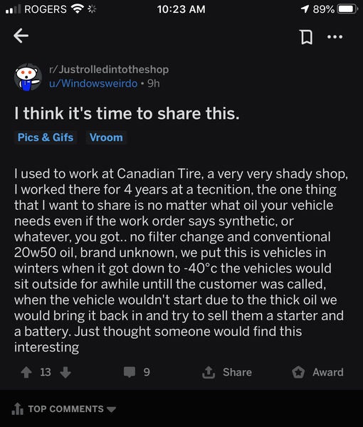 Canadian Tire oil change Page 6 Forums