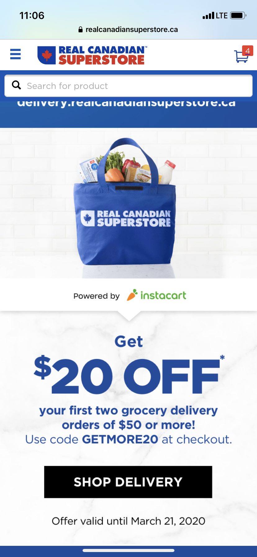 Real Canadian Superstore] $20 off $50 on grocery delivery -  RedFlagDeals.com Forums