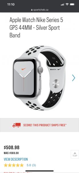 Sport Chek Apple Watch S5 Nike 44mm 508 RedFlagDeals Forums