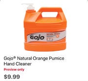 Gojo Natural Orange Pumice Cleaner 3.78L@ $9.99