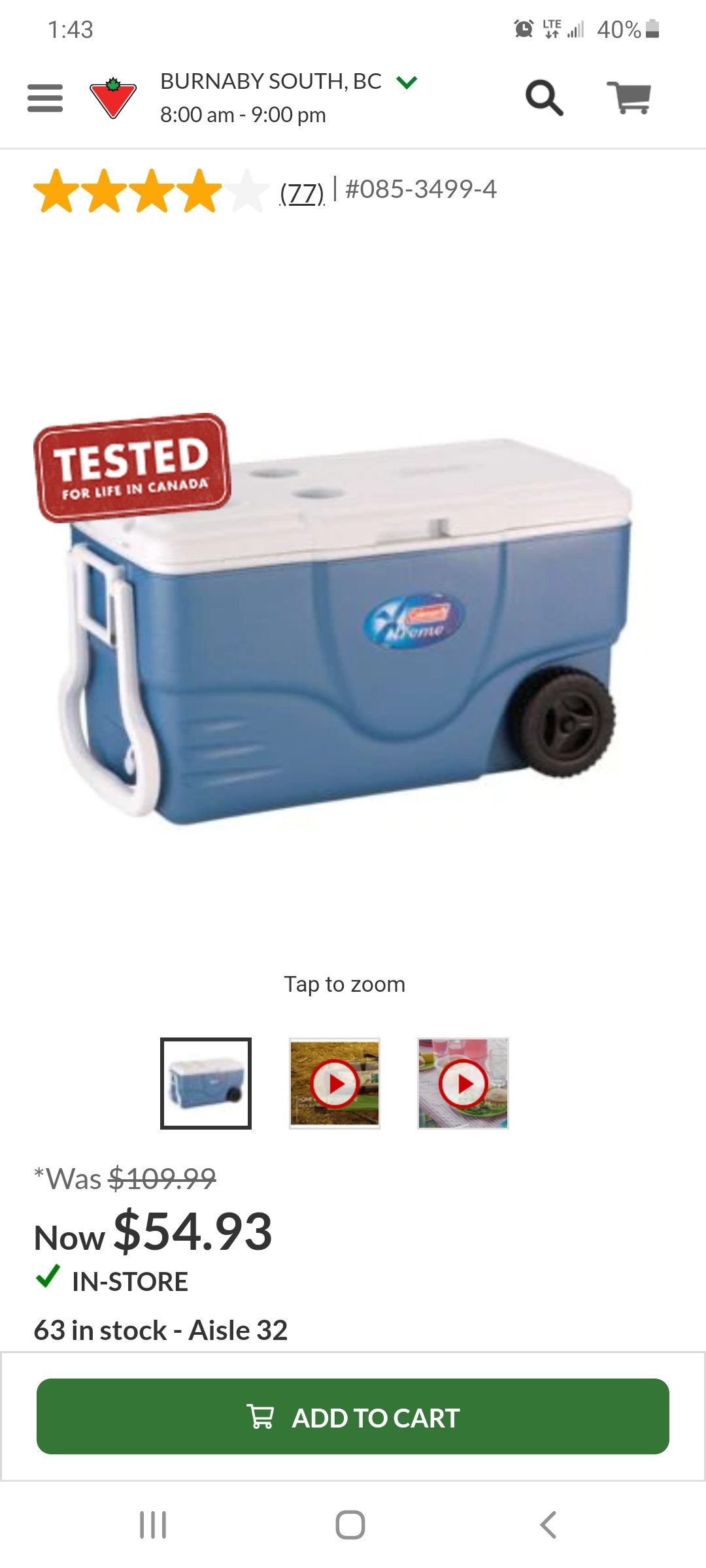 [Canadian Tire] Coleman Wheeled Xtreme Cooler, 95Can 50 off YMMV