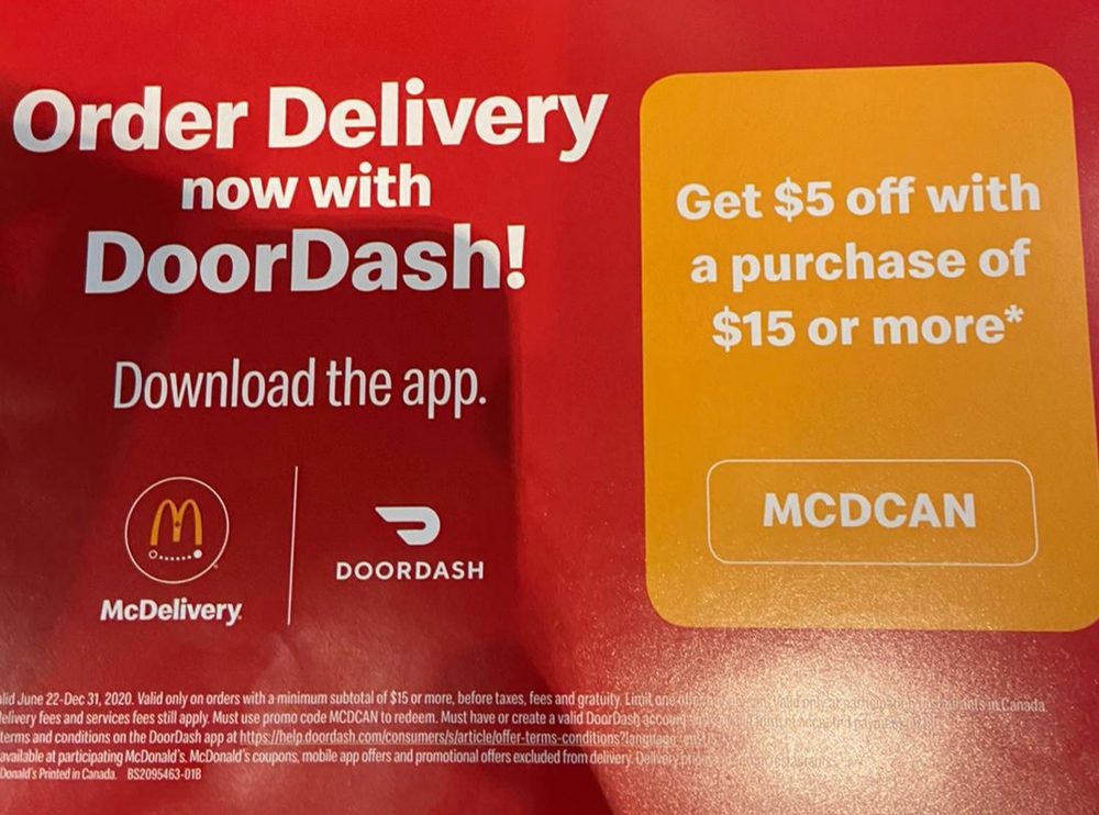 [DoorDash X McDonalds] DoorDash McDonalds 5 OFF 15 RedFlagDeals