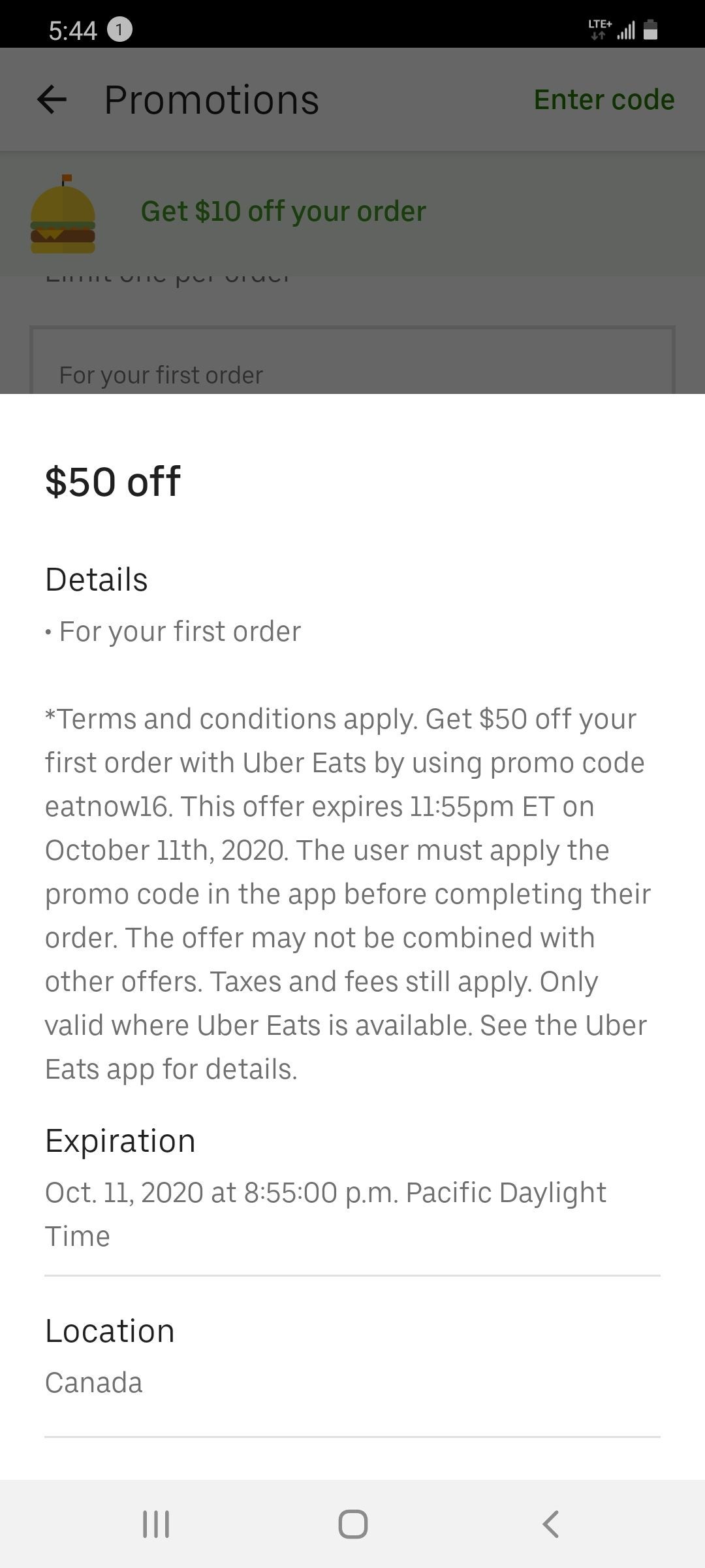 [Uber Eats] 50 dollars off Uber Eats. First Order YMMV Page 2