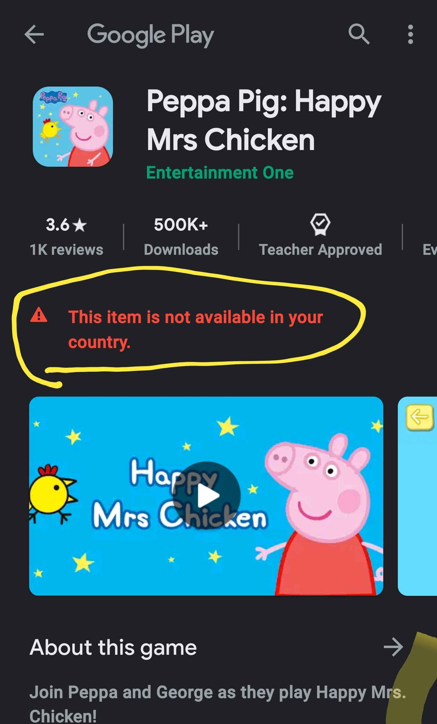 [Google Play] [**FREE GAME**] Peppa Pig Happy Mrs Chicken