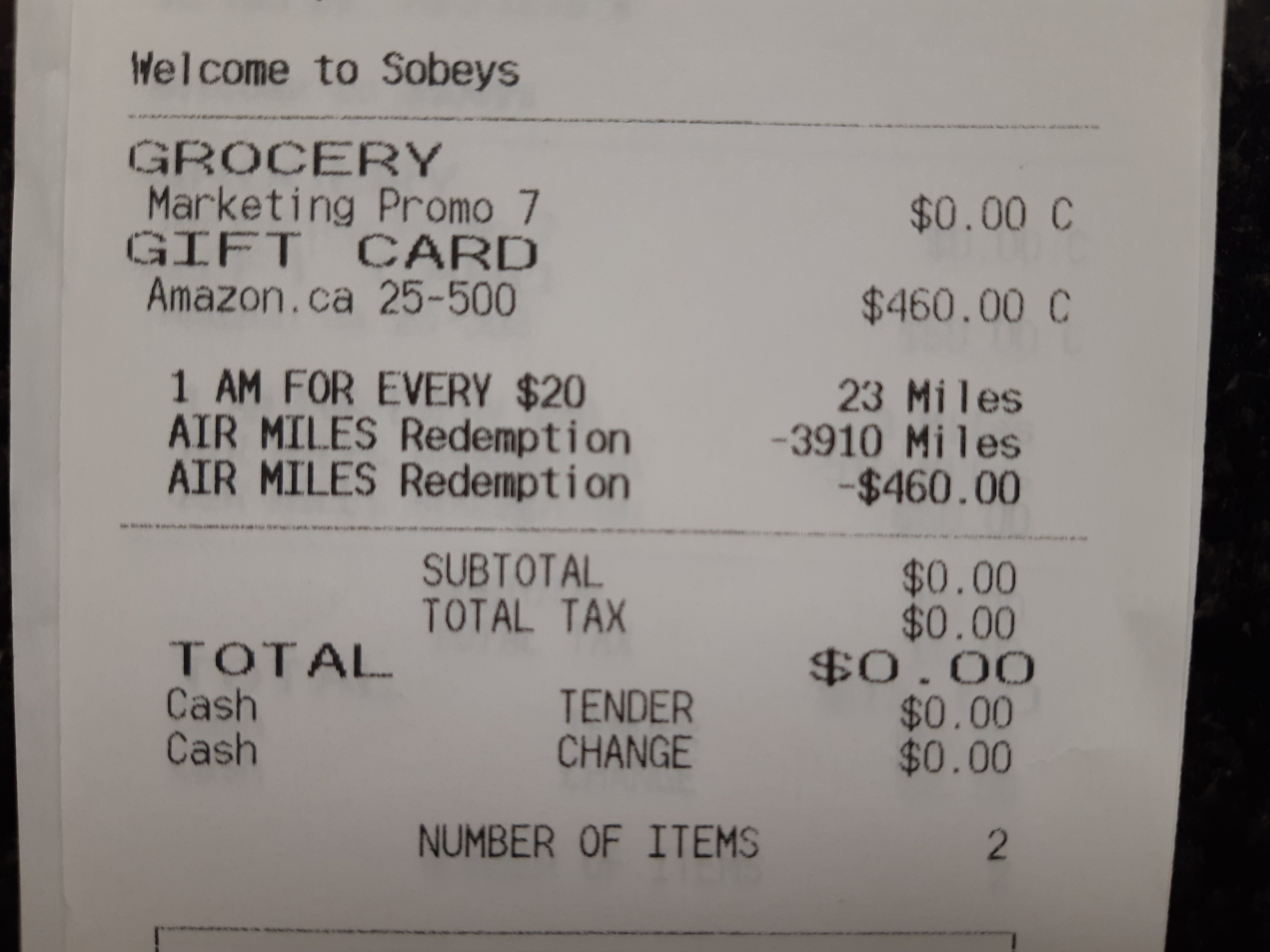 Sobeys Ontario Only Redeem Airmiles On Certain Amazon Gift Cards Redflagdeals Com Forums