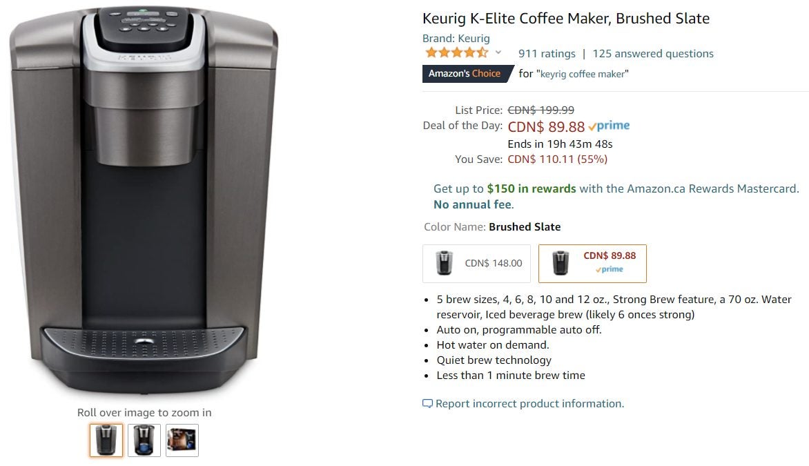 Walmart] Keurig K-Elite Hot/Cold Coffee Maker $110 - RedFlagDeals.com Forums