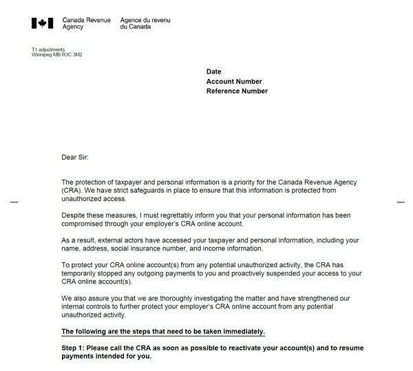 sample letter from cra canada revenue agency Archives - free