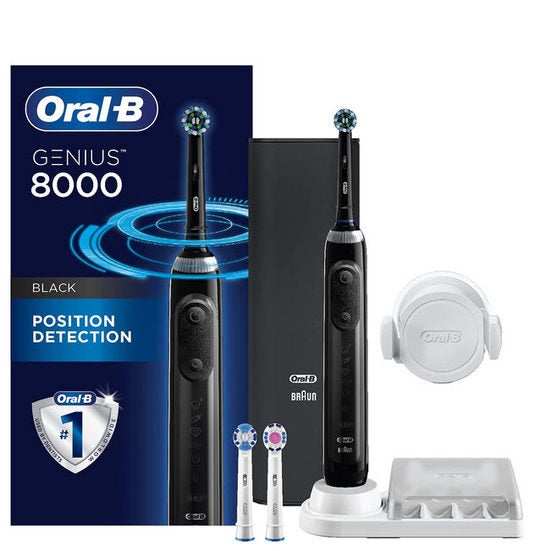 1. Editor's Pick: Oral-B Genius Pro 8000 Electronic Power Rechargeable Battery Electric Toothbrush with Bluetooth Connectivity