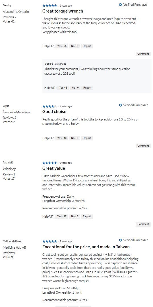 [Princess Auto] 1/2 in. dr ClickType Torque Wrench 15.09 (from 18