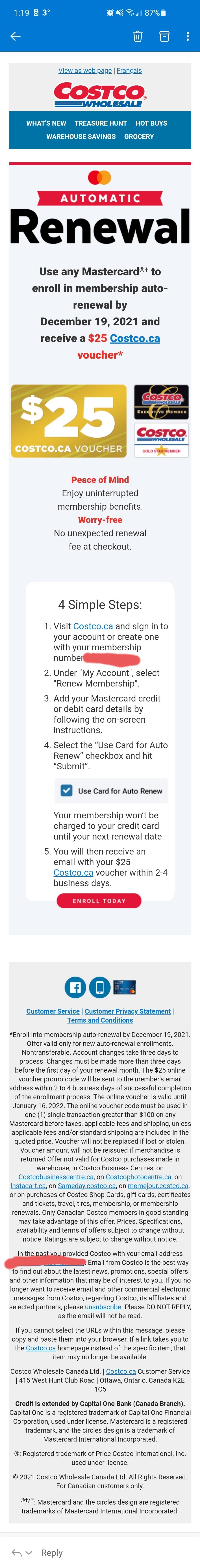 [Costco] Sign Up for Membership Auto Renewal, receive 25 off 100