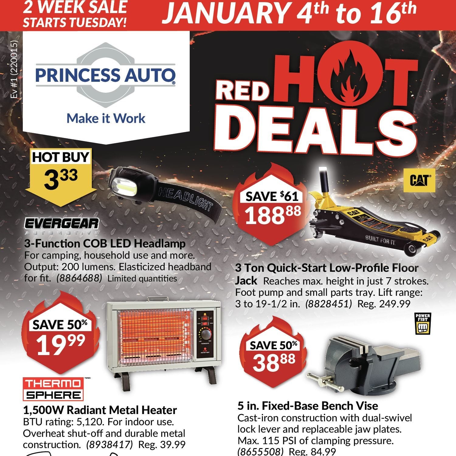 Princess Auto Weekly Flyer - 2 Week Sale - Red Hot Deals - Jan 4 – 16 