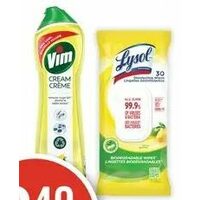Lysol Disinfecting Wipes, Toilet Bowl Cleaner or Vim Household Cleaners