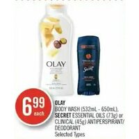 OLay Body Wash, Secret Essential Oils Or Clinical Antiperspirant/Deodorant