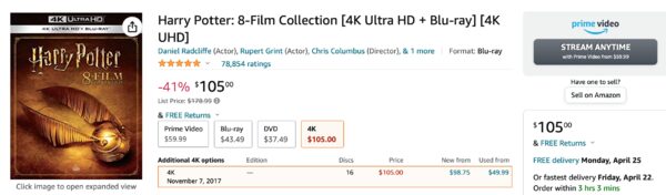 Harry Potter: 8-Film Collection [4K Ultra HD + Blu-ray] [4K UHD]