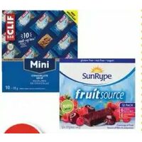 Clif Bar Mini Energy or Sunrype Fruitsource Snack Bars