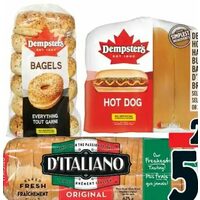 Dempster's Hot Dog or Hamburger Buns Bagels or D'italiano Breads or Buns 