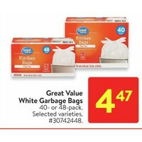 Great Value White Garbage Bags 