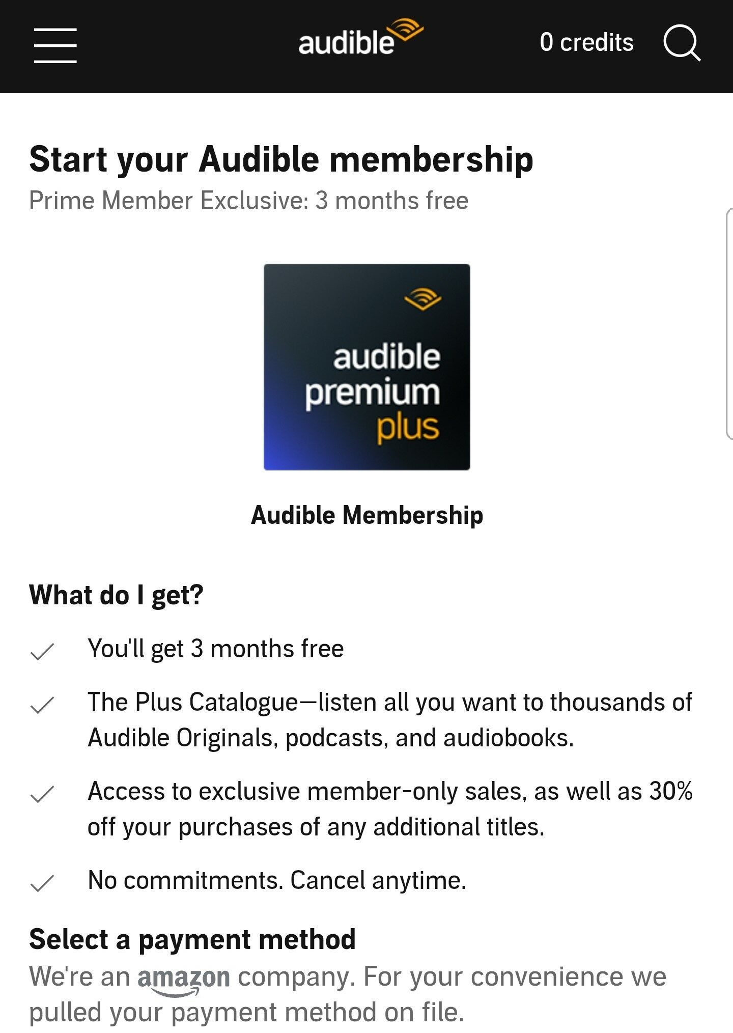 Audible Premium Plus Membership for Prime Members
