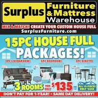 Surplus Furniture - 15-Pc. House Full Packages! (NB) Flyer