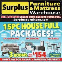Surplus Furniture - 15-Pc. House Full Packages! (NL) Flyer