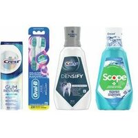 Crest Cum Value Size or Restore Toothpaste, Oral-B Manual Twin Pack or Power Toothbrushes, Fixodent or Crest or Scope Mouthwash or Scope Refresh Able 