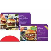 M&M Food Market Gourmet Chicken Burgers or Angus Beef Burgers