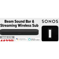 Sonos Beam Sound Bar & Streaming Wireless Sub 