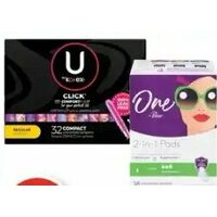 One by Poise Pads U by Kotex Click Tampons or Liners
