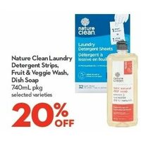 Nature Clean Laundry Detergent Strips, Fruit & Veggie Wash, Dish Soap