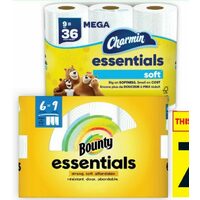 Bounty Essentials Paper Towel, Charmin Essentials Bathroom Tissue