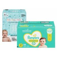 Pampers Super Pack Diapers or Pampers or Hello Bello Wipes 
