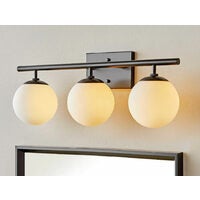 Hampton Bay 3-Light Matte Black Vanity Fixture With Etched Opal Glass Shades