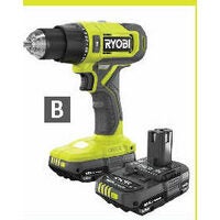 Ryobi 18V One+ 1/2" Hammer Drill/Driver Kit - Ryobi 18V One+ 2.0 Ah Battery