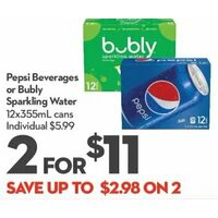 Pepsi Beverages Or Bubly Sparkling Water