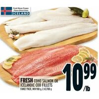 Fresh Coho Salmon Or Icelandic Cod Fillets