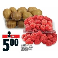Raspberries, Kiwi Baskets