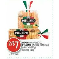 Wonder Wraps, D'italiano Sausage Buns Or Bread 