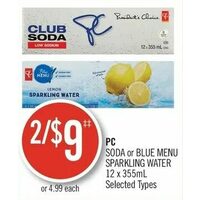 PC Soda Or Blue Menu Sparkling Water