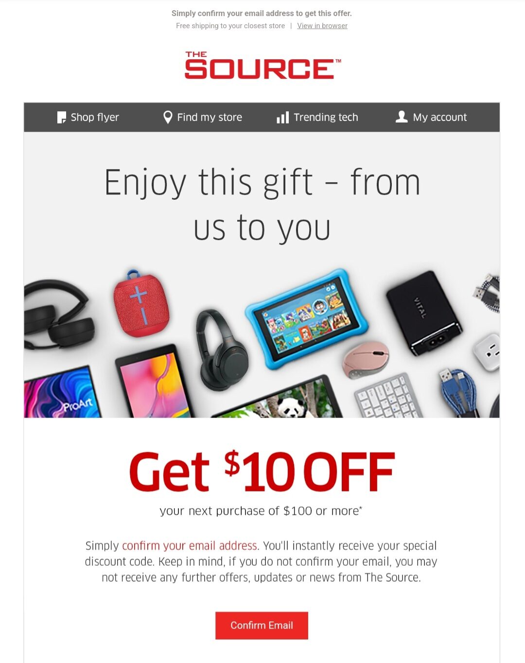 The Source] YMMV - $10 off when you confirm your email