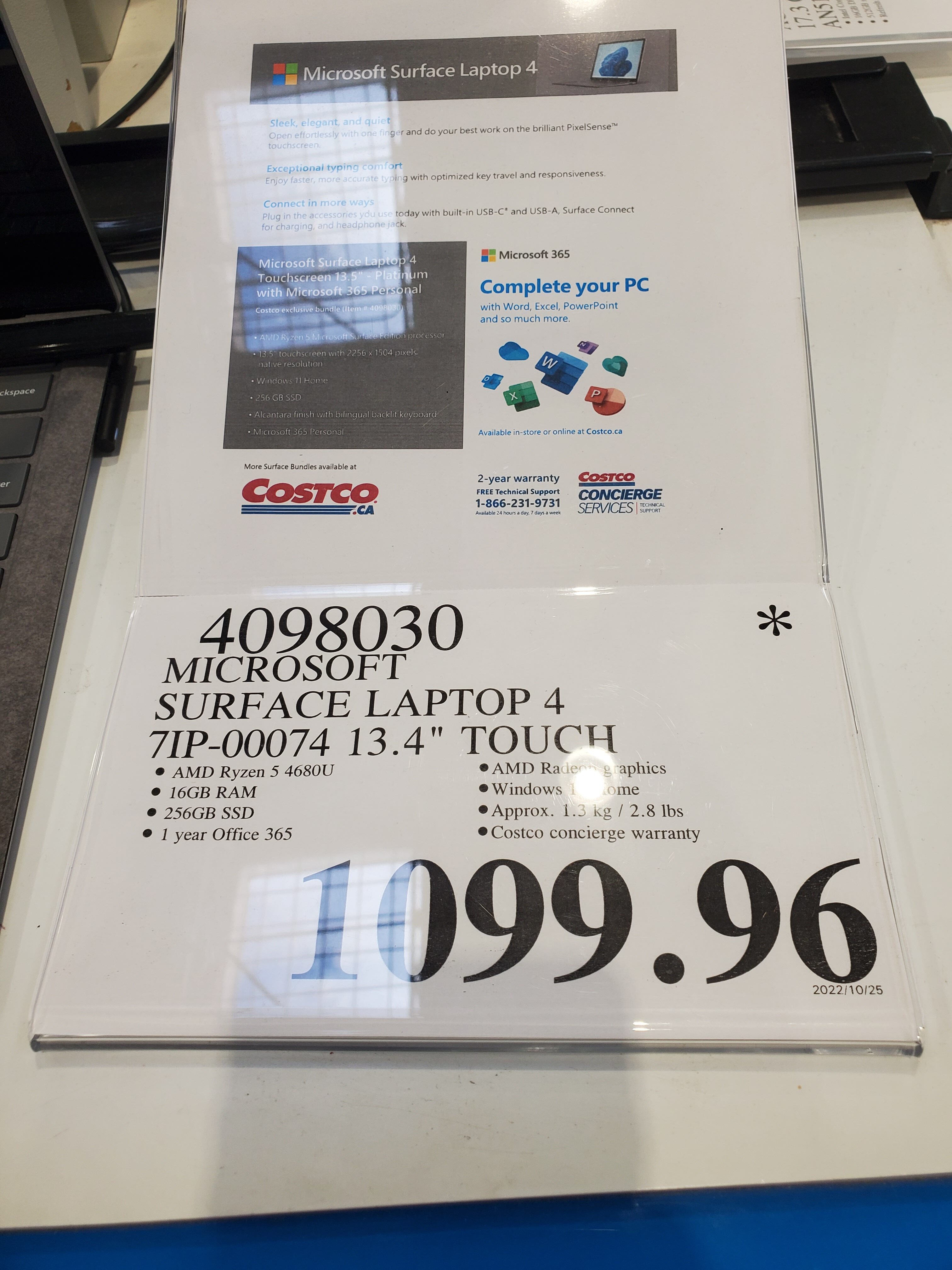 Costco] $1096 - Microsoft Surface Laptop 4 - 13-inch Ryzen 4680U
