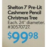 Shelton 7' Pre-Lit Cashmere Pencil Christmas Tree