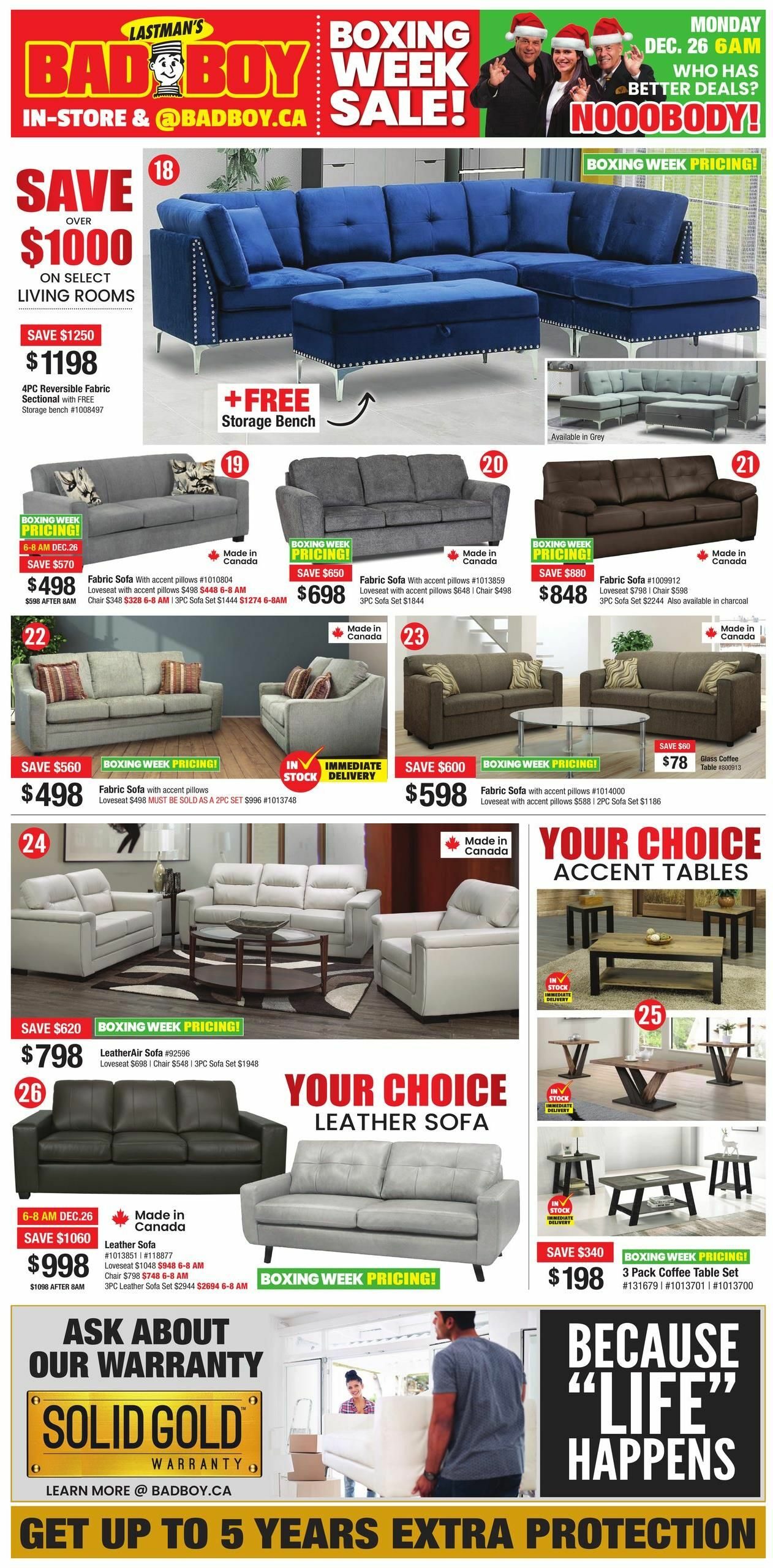 Bad boy best sale sofa set