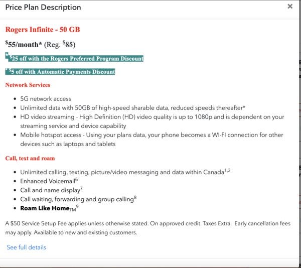 rogers early cancellation fee cell phone