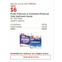 Purex Premium or Cashmere Premium 2-Ply Bathroom Tissue