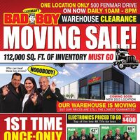 Bad Boy Furniture - Warehouse Clearance - Moving Sale Flyer