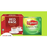 Red Rose Orange Pekoe Tea Bags, Lipton Green Tea or Yellow Label Tea Bags 
