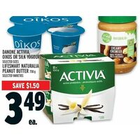 Danone Activia, Oikos Or Silk Yogourt, Lifesmart Naturalia Peanut Butter